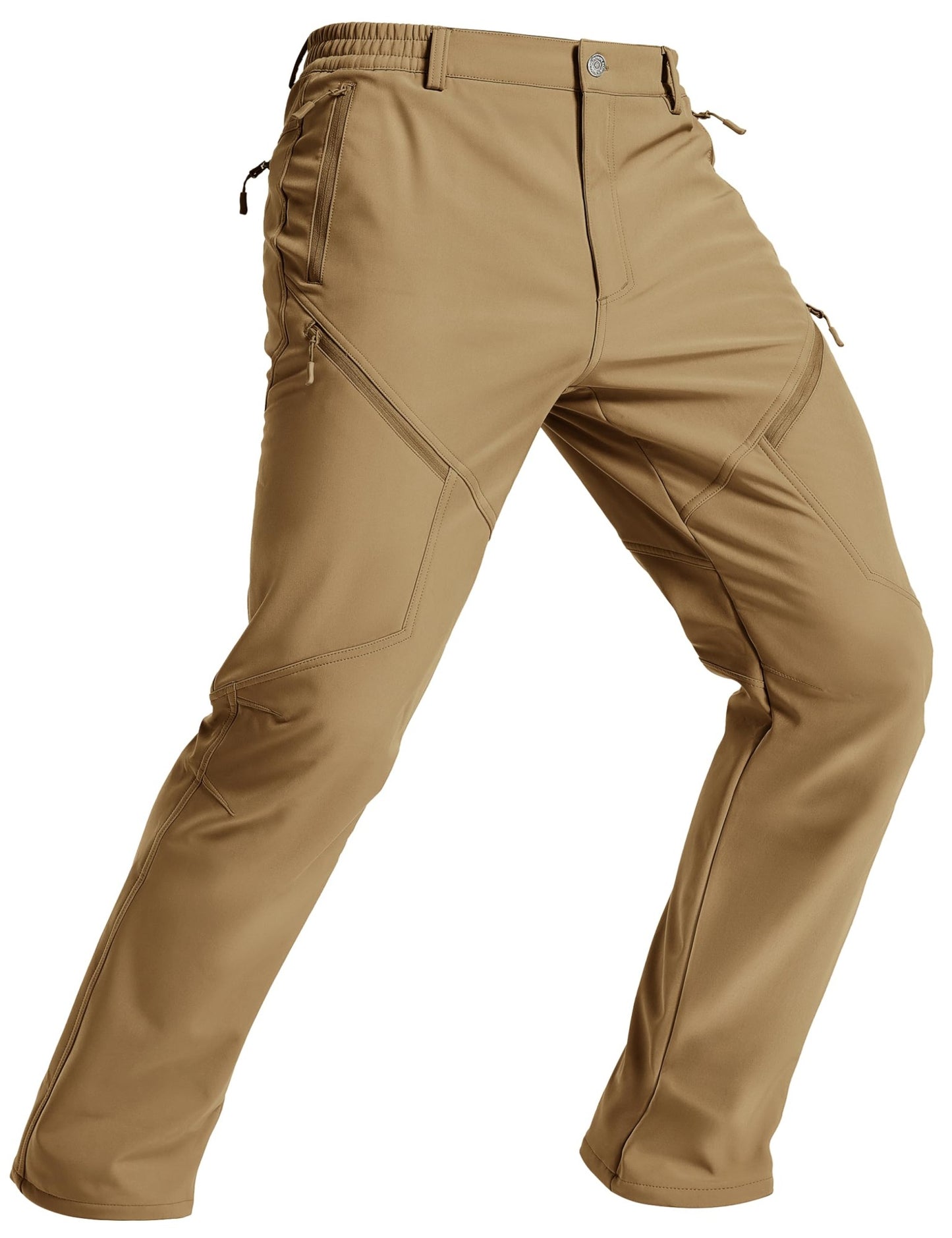 Calça Masculina de Inverno para Caminhada TACVASEN Forrada com Fleece, Impermeável, Softshell, para Esqui na Neve, Isolada, Cargo de Trabalho com 6 Bolsos com Zíper