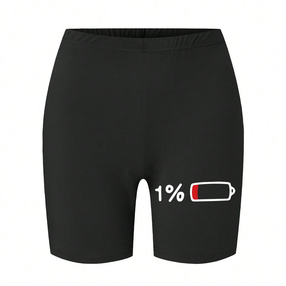 Trend Women Sports Shorts  Simple White Line Letter Graphic Print Tight Shorts High Elastic Comfortable Soft Thin Female Clothes