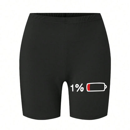 Trend Women Sports Shorts  Simple White Line Letter Graphic Print Tight Shorts High Elastic Comfortable Soft Thin Female Clothes