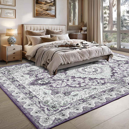 Area Rugs for Living Room, Machine Washable Vintage Rug, Non-Slip Low Pile Throw Rugs with Rubber Backing Washable Carpet