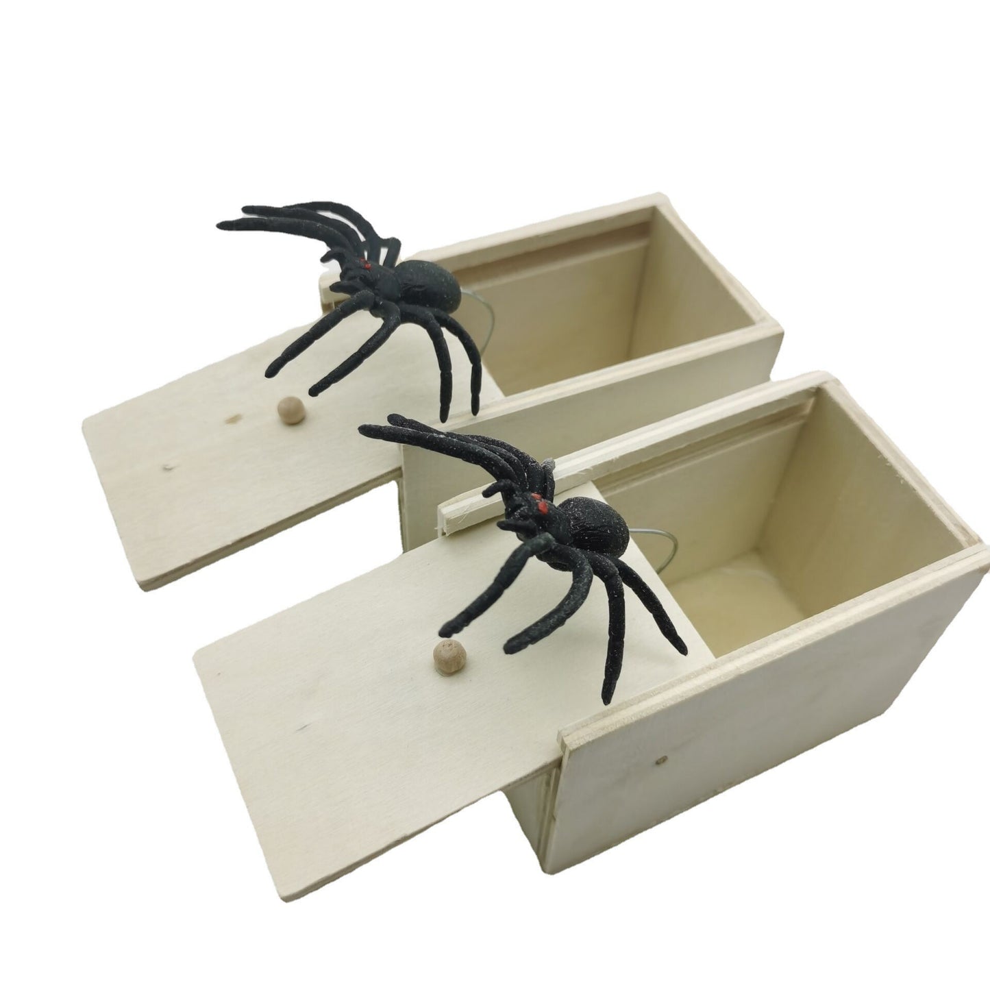 Tricky Toy Simulation Spider Wooden Box Spoof Insect Spider Box Creative Haunted House Horror Scene Layout Small Wooden Box