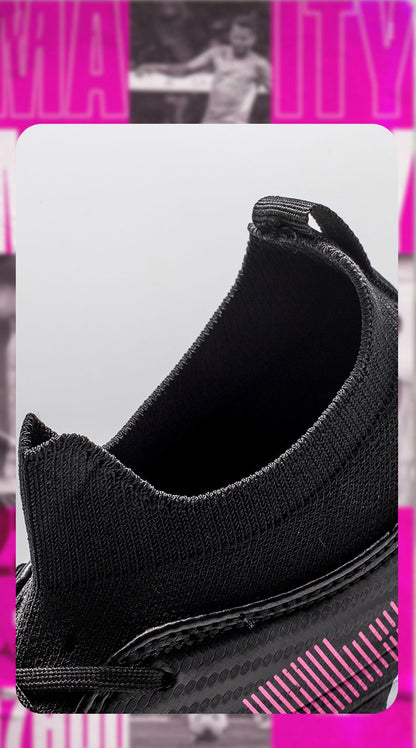 Unisex Soccer Shoes High-Tops Lace-Up Non-Slip Spikes Outdoor Sports Athletic Football Cleats for Professional Training Sneaker