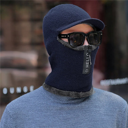 Novos Homens Inverno Quente Lã Chapéu Outdoor Proteção Orelha Chapéus Quente Grosso Bicicleta Gorro de Malha com Cachecol Viseiras à Prova de Vento