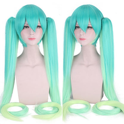 120CM Long Synthetic Hair Clips 2 Ponytails Lolita Green Pink Heat Resistant Party Wigs Synthetic Hair Hatsune Miku Wig Cosplay