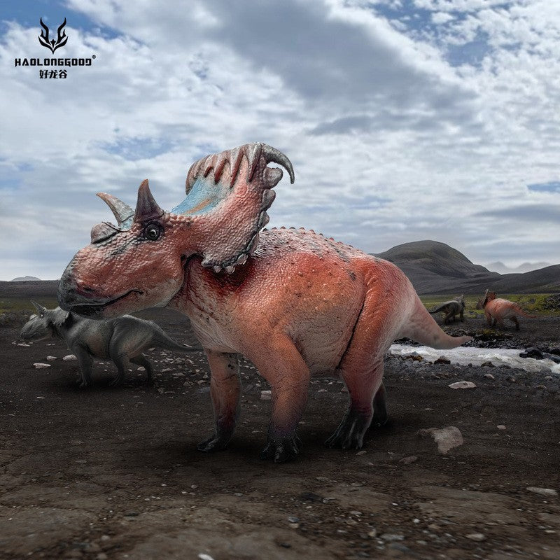 Em estoque: Modelo de dinossauro ceratopsiano Haolong bom 1:35, brinquedo de presente, estatueta