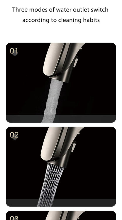 Luxury Gunmetal Brass Kitchen Faucet with LED Display,Sensor&Pull-Out 3-Function Spray,Touchless High Pressure Water-Saving Tap