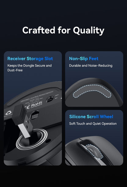 Vention Wireless Bluetooth 5.1 Mouse USB 2.4G Dual-Mode Ergonomic 4000 DPI 6 Buttons Mouse for MacBook Tablet Laptop PC Mice