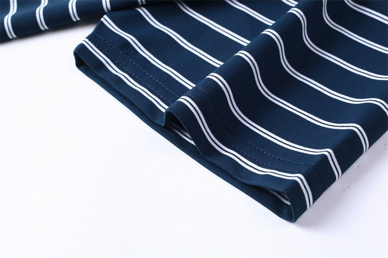 Men's Casual and Fashionable Striped Short Sleeved Polo Shirt Summer Comfortable Sweat Absorbing Breathable and Versatile Top