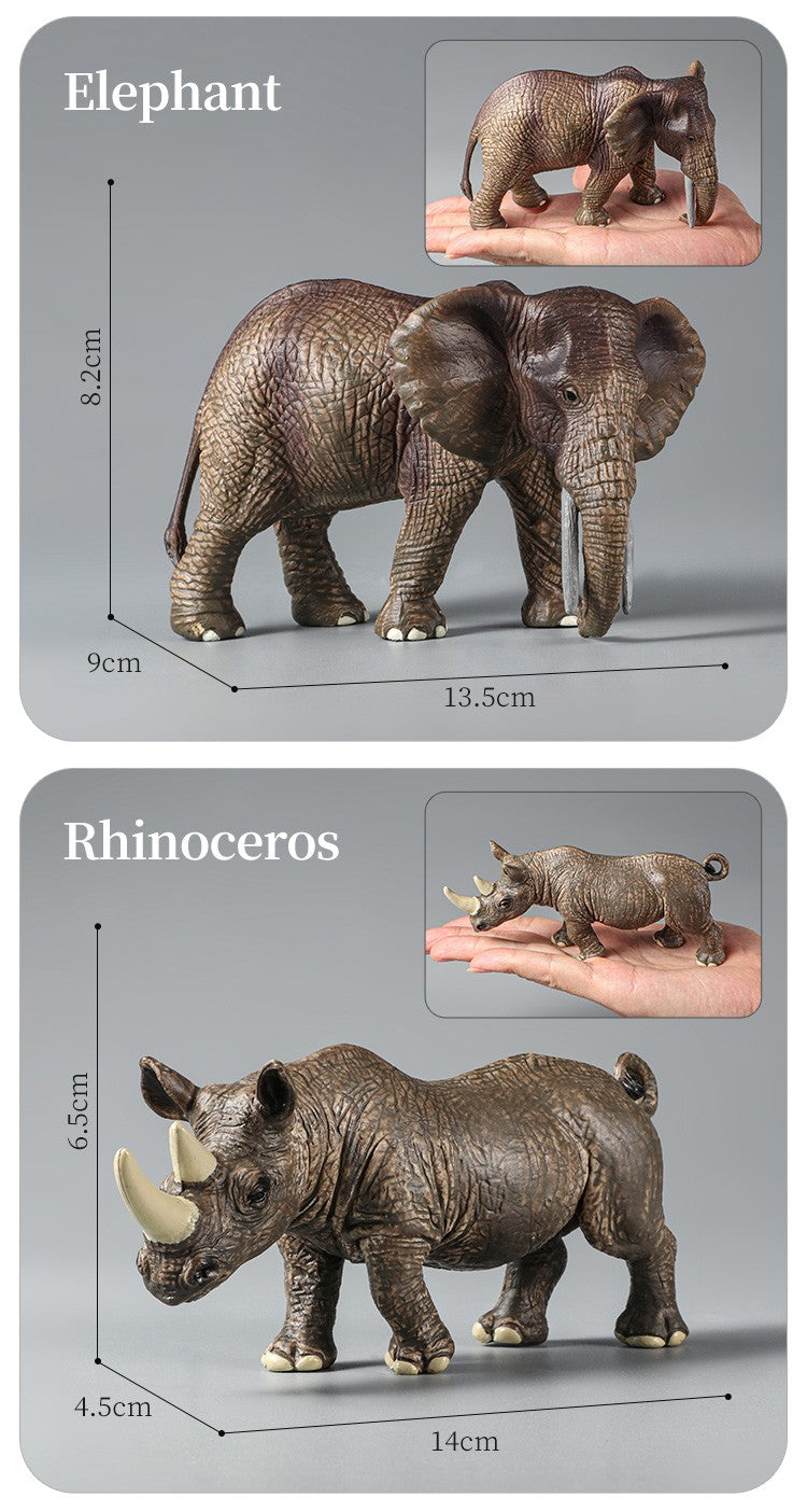 Conjunto de Brinquedos Montessori de Animais Selvagens - Leão Elefante Antílope Miniaturas de Animais Figuras de Ação Zoológico Presente Educacional para Crianças
