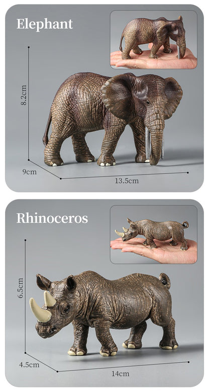 Conjunto de Brinquedos Montessori de Animais Selvagens - Leão Elefante Antílope Miniaturas de Animais Figuras de Ação Zoológico Presente Educacional para Crianças