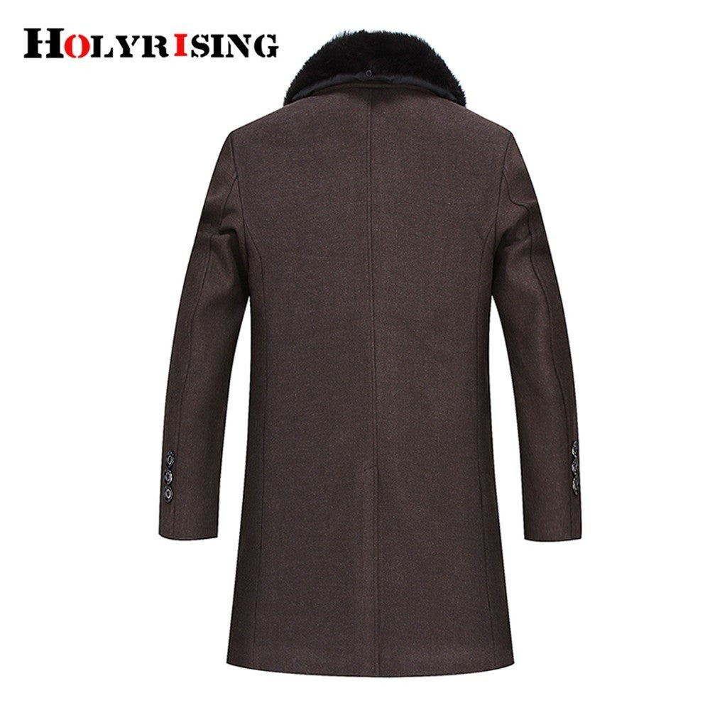 winter jackets men thicken woolen coat long outwear male warm overcoats fur wool & blends mens clothing l-4xl #18168 Holyrising