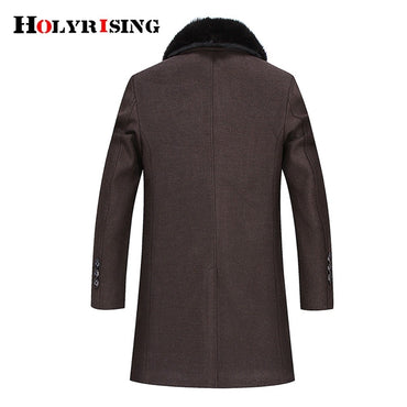 winter jackets men thicken woolen coat long outwear male warm overcoats fur wool & blends mens clothing l-4xl #18168 Holyrising