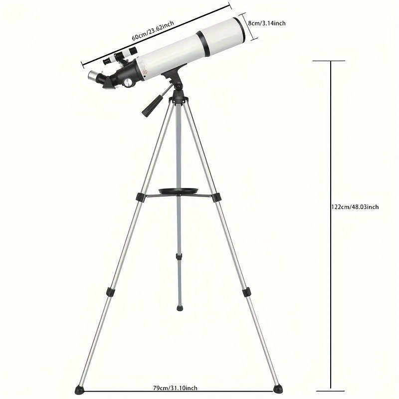Telescópio Astronômico Profissional BORWOLF 80600 180X Monocular 80MM de Grande Abertura para Observação de Estrelas, Pássaros, Lua e Nebulosas