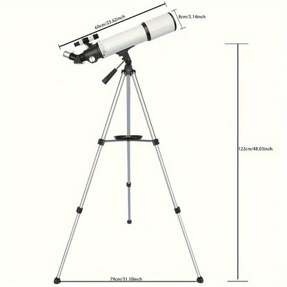 Telescópio Astronômico Profissional BORWOLF 80600 180X Monocular 80MM de Grande Abertura para Observação de Estrelas, Pássaros, Lua e Nebulosas