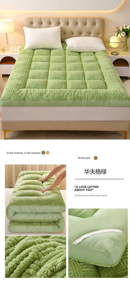 Colchão de Lã Super Macio e Fofo Acolchoado Extra Grosso e Quente para Inverno Queen Size Dobrável para Chão de Camping