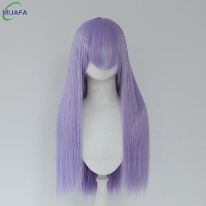 Peruca de Cosplay Longa e Lisa de Altíssima Qualidade, 400g, 48 Cores, 60cm, com Franja, Resistente ao Calor, Perucas Anime + Touca de Peruca