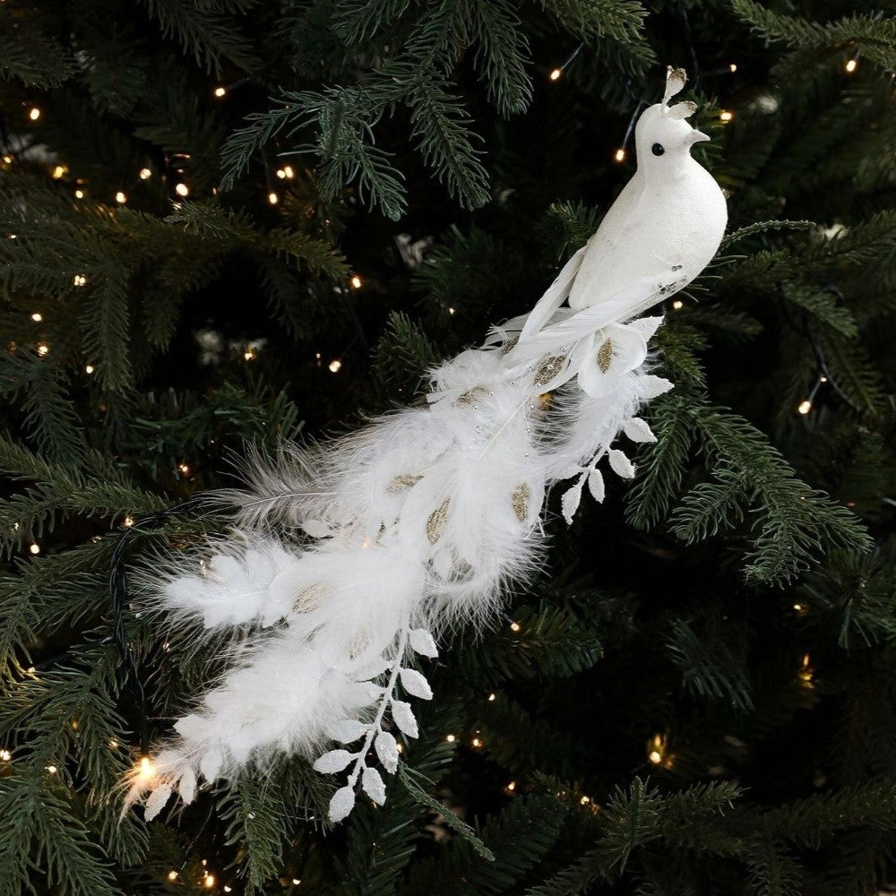 Elegant Realistic Glitter Christmas Peacock Ornaments Glitter Simulate Faux Peacock Simulation Bird Decor Holiday Season