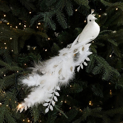 Elegant Realistic Glitter Christmas Peacock Ornaments Glitter Simulate Faux Peacock Simulation Bird Decor Holiday Season