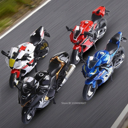 1:18 Hayabusa R1 GSX1000R CBR1000RR Modelos de Miniaturas de Motocicletas Brinquedo de Liga Fundido Direção da Roda Dianteira com Amortecimento Presentes