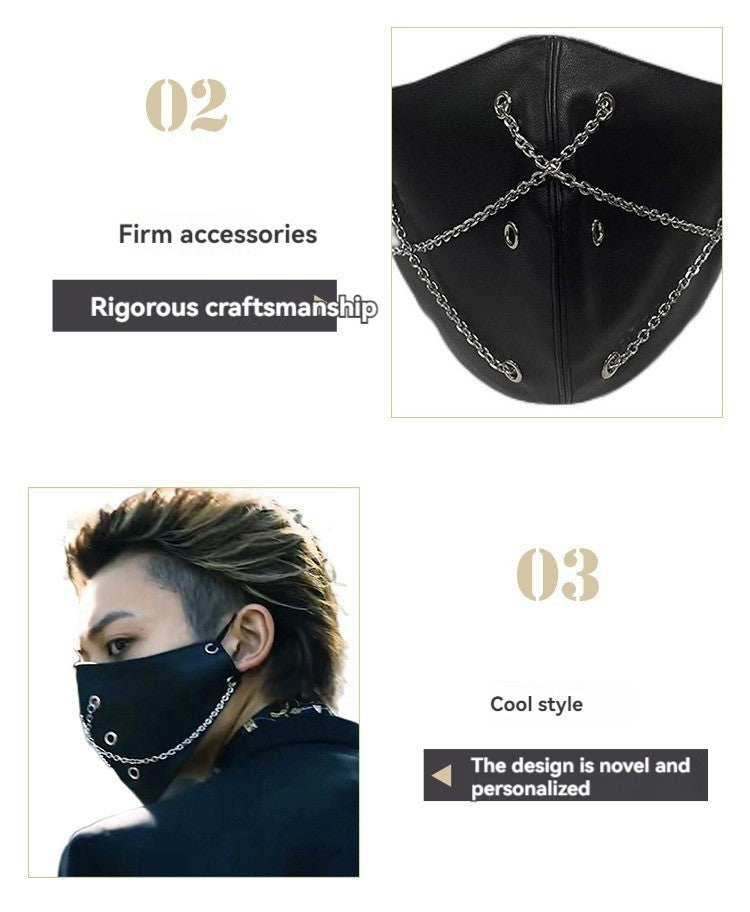 1pc Men's Steampunk Party Color Block Protective Face Mask, Motorcycle Mask Dustproof Halloween Easter Adult Mask