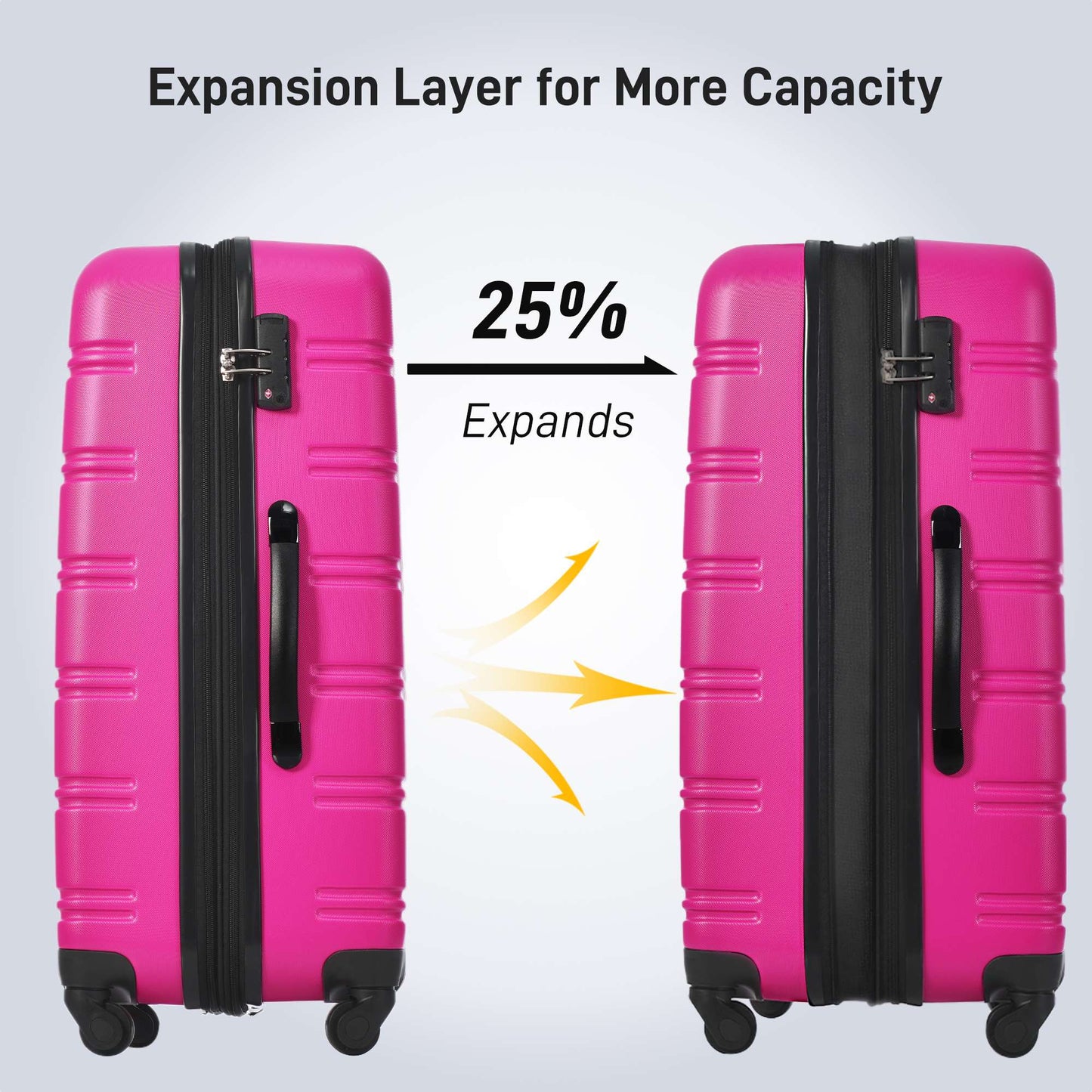3 Piece Luggage Set Hardside Spinner Suitcase with TSA Lock 20" 24' 28" Available