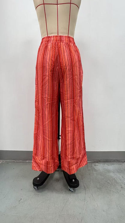 Fashion Printed Striped Wide-leg Long Pants Women's New Spring Autumn Loose Casual High-waisted Slimming Beach Long Pants Female
