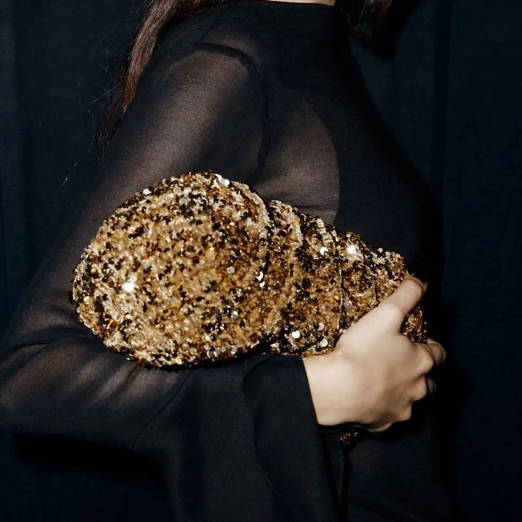 SEQUIN CLUTCH, New Luxury Designer Handbag for Ladies Elegant, Spacious Clip bag with Chains, Women's Fashion Shoulder Bag