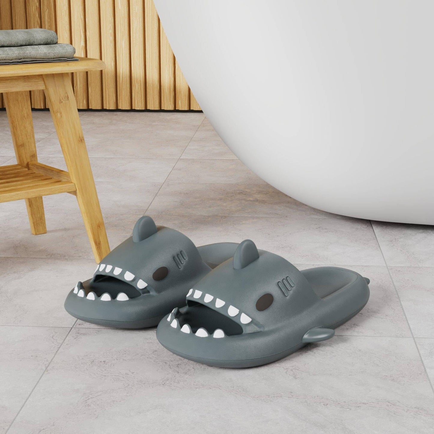 KIDMI New Men's and Women's Shark Slides Cloud Slippers Summer Open Toe Slide Sandals Casual Anti-Slip Beach Pool Shower Shoes