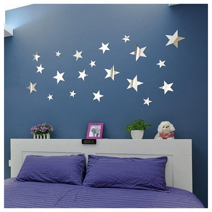 3D Star Mirror Wall Sticker Large Medium and Small Combination Acrylic Mirror Wall Sticker Home Living Room Wall Decorations