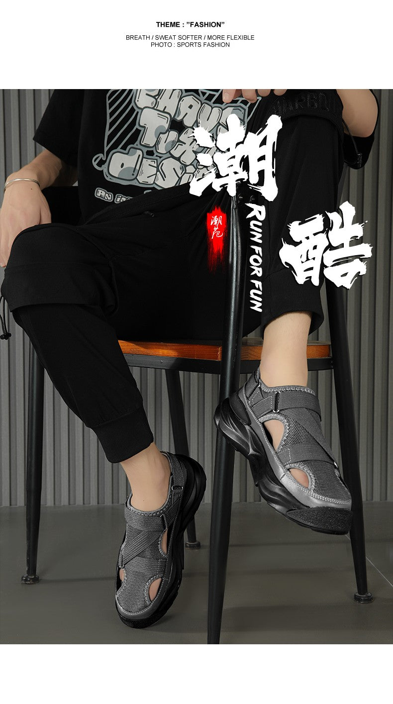 Men's Sandals Summer Platform Slippers Non-Slip Beach Pool Sandals Mesh Hole Men's Garden Shoes Flip Flop Outdoor Water Shoes