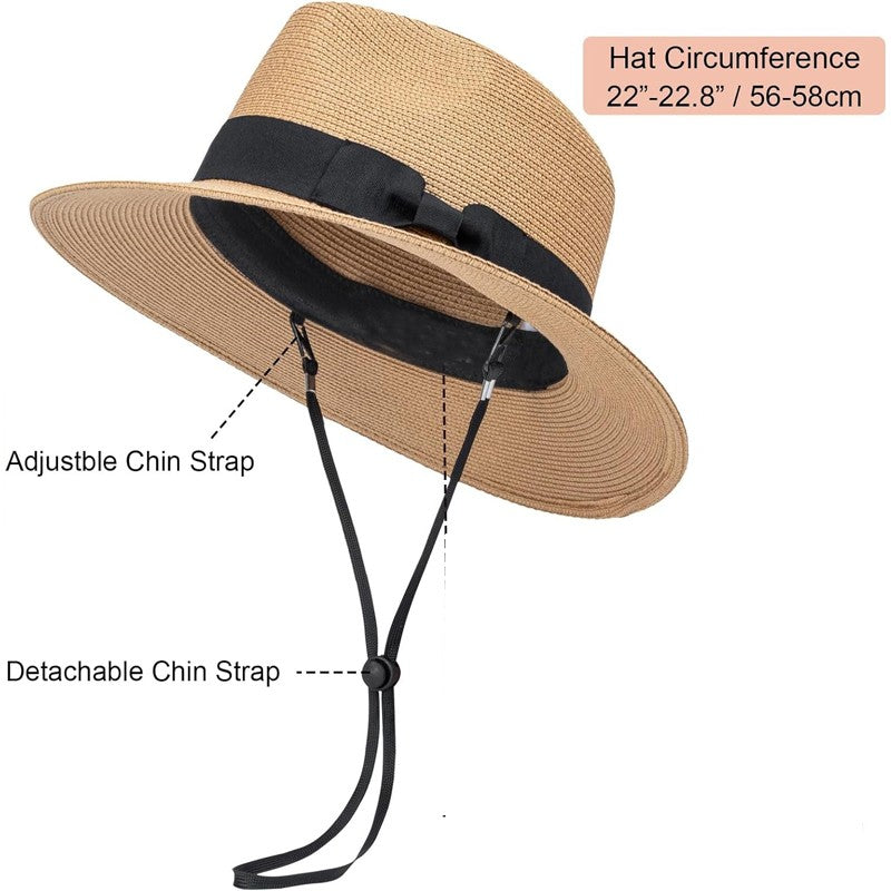 Chapéus de Sol Grandes Oversize para Homens Mulheres Praia Panamá Aba Larga Chapéu de Palha Senhora Chapéus de Sol de Verão Plus Size Chapéu Fedora 55-57cm 58-60cm