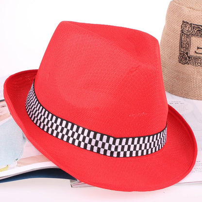 Summer short brim Fast Dry jazz hat for Children Men Women with Striped Band outdoor Beach Parent-child Cap UV protection hat