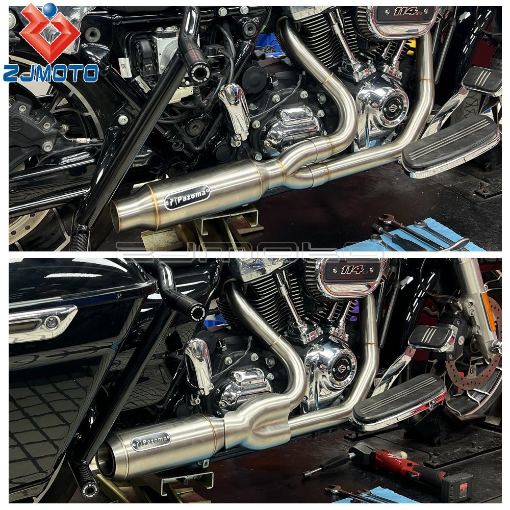 For Harley M8 Touring Electra Glide Road King Street Glide Road Glide 2017-2025 Motorcycle Complete Exhaust Muffler Escape Pipe