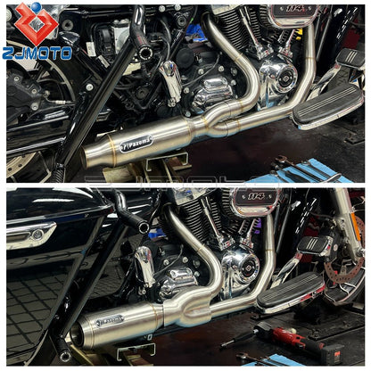 For Harley M8 Touring Electra Glide Road King Street Glide Road Glide 2017-2025 Motorcycle Complete Exhaust Muffler Escape Pipe