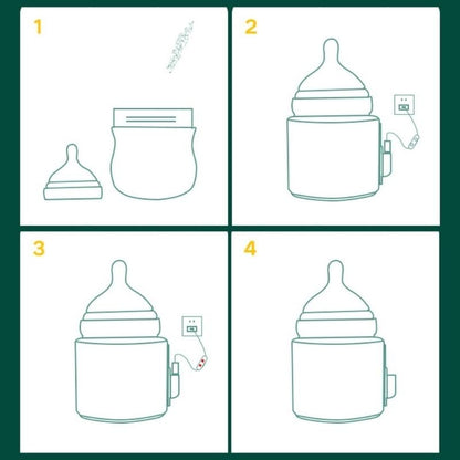 J15U 3Pcs/set Bottle Insulation Cover for Baby Newborns USB Heating Constant Temperature Sleeve Portable Milk Warmer Bag