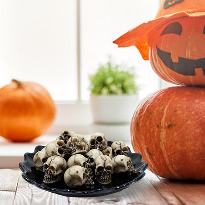 20Pcs Skull Head Sculptures Collectable Halloween Miniature Skulls Heads Decorative Creative Landscape Garden Potted Plant Decor