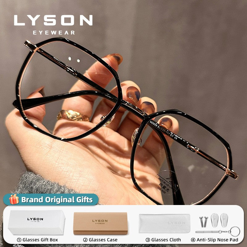 LYSON New Fashion Large Polygonal Women Reading Glasses Anti Blue Light Progressive Prescription Glasses Myopia Optical Eyewear