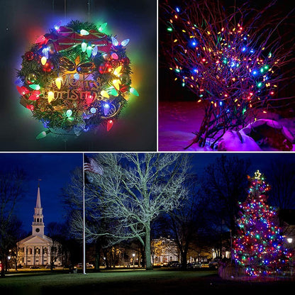 50FT C7 Shatterproof String Lights RGB Dimmable Faceted Strawberry Led Bulbs Connectable Outdoor Fairy Light Party Holiday Decor