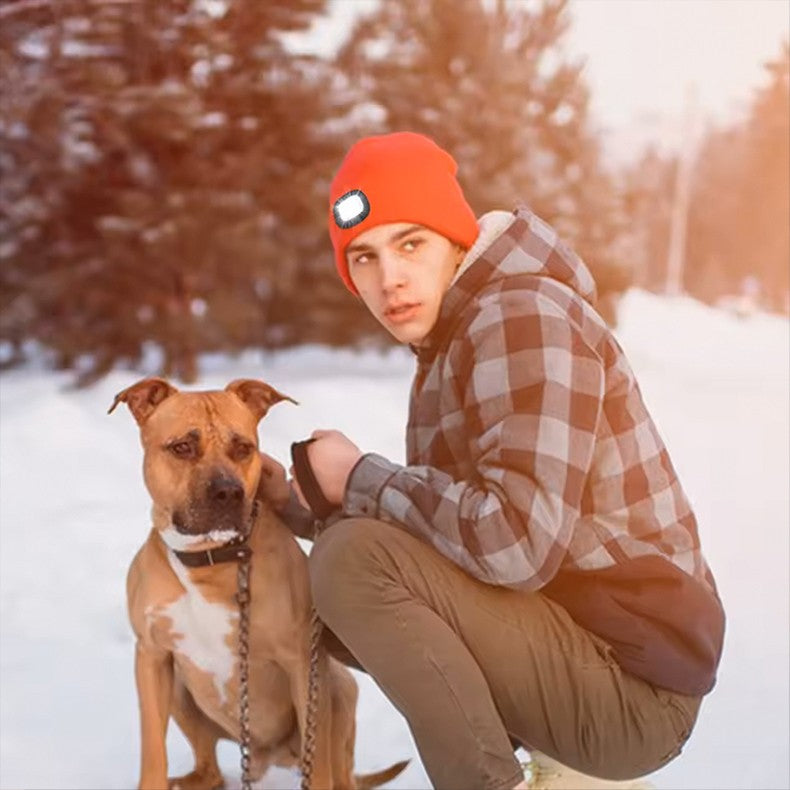 LED Light Knitted Hat Warm Elastic Beanie Autumn Winter Outdoor Sports Night Fishing Hiking Camping Glow Bonnet Unisex Headlight