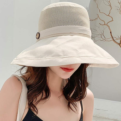 Women Mesh Sun Hats Summer Beach UV UPF Packable Wide Chin Strap, Sun Hats for Men & Women UV Protection, Sun Hat with Neck Flap