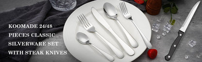 24 peças planas? Conjunto de Talheres de Aço Inoxidável 24 Peças para 4 Pessoas com Facas de Bife Garfo de Jantar Colher para Festa em Casa