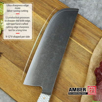 Conjunto de 3 facas de cozinha japonesas afiadas Damascus para Chef e Nakiri, lâmina de aço revestida de 3 camadas com cabo de resina e espaçador G10