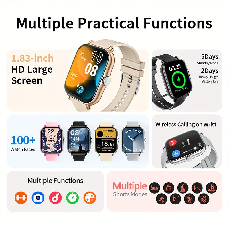 G.LWear New Women's Smart Watch Bluetooth Call Fitness Tracker Heart Rate Monitor Alarm Clock Outdoor Sports Men's Smartwatch
