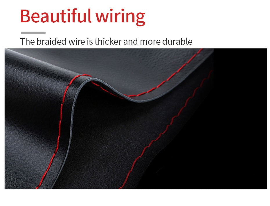 Capa de Volante SEAMETAL de Couro Genuíno com Agulhas e Linha, Trança DIY para Carro, Diâmetro 37-38cm