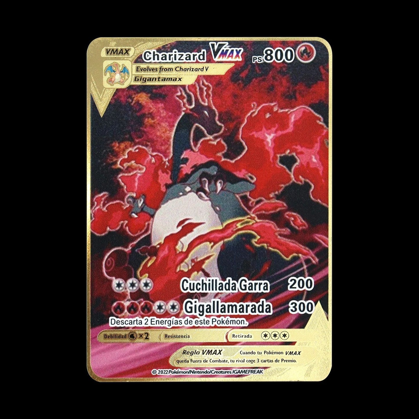 Pokémon 183200 Pontos Alto HP Cartas de Metal Douradas Pretas Inglês Francês Vmax Mega GX Coleção de Cards Charizard Pikachu Mewtwo