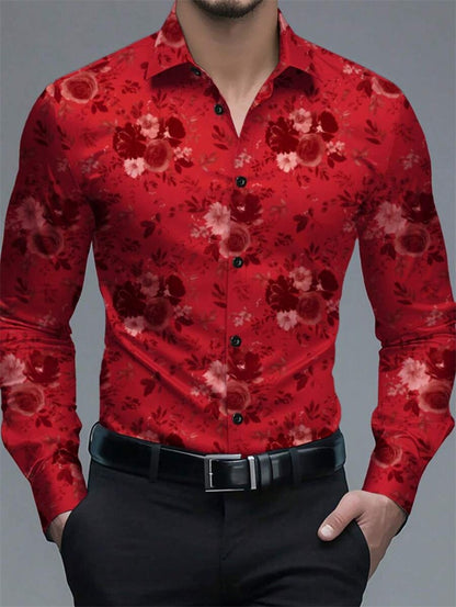 3D printed men's long sleeved shirt in plus size, comfortable collared men's top, Hawaiian men's shirt 2025 new style