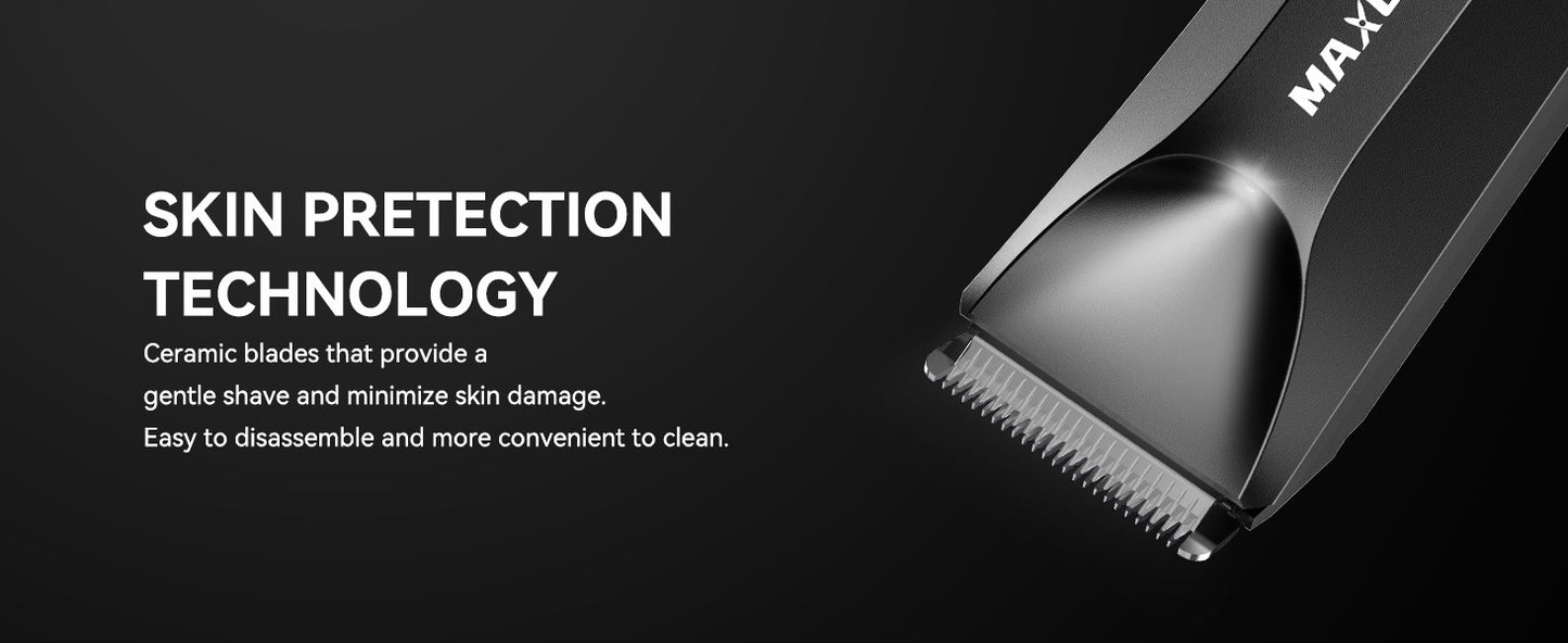 MAXGROOM Man Body Hair Trimmer IPX7 Waterproof Pubic&Groin Hair Groomer Electric Ball Shaver with LED Light Rechargeable Trimmer