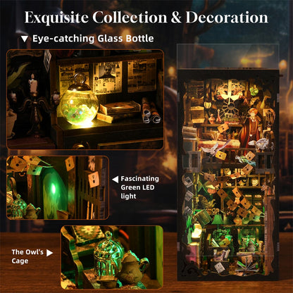 DIY Book Nook Kit 3D Wooden Puzzle Home Decoration DIY House Kit For Bookshelf Miniature Insert Magic Book House Stand Bookshelf