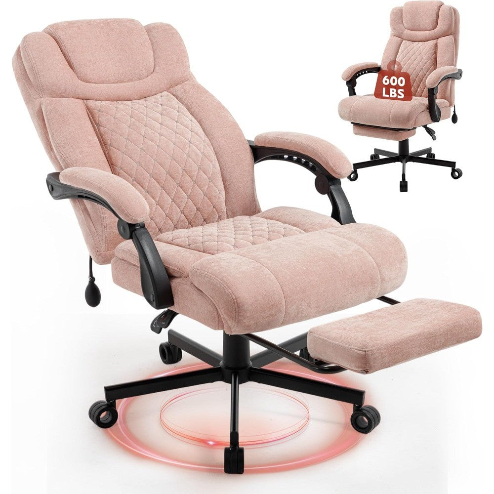 600LBS Big and Tall Office Chair for Heavy People,Large Reclining Executive Chairs with Foot Rest&AirAdjust Lumbar Support