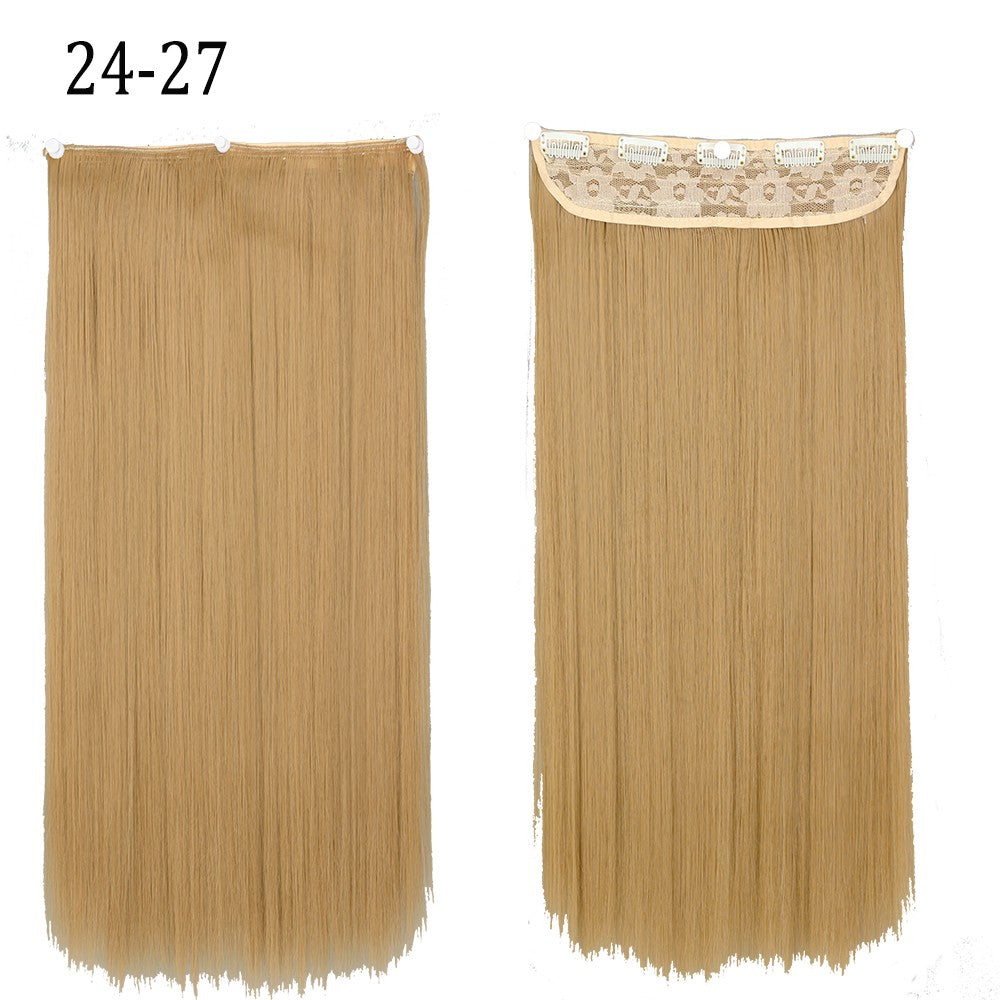 Apliques de Cabelo Sintético Liso Comprido de 5 Clipes 22'' Fibra de Alta Resistência ao Calor Preto Castanho Loiro